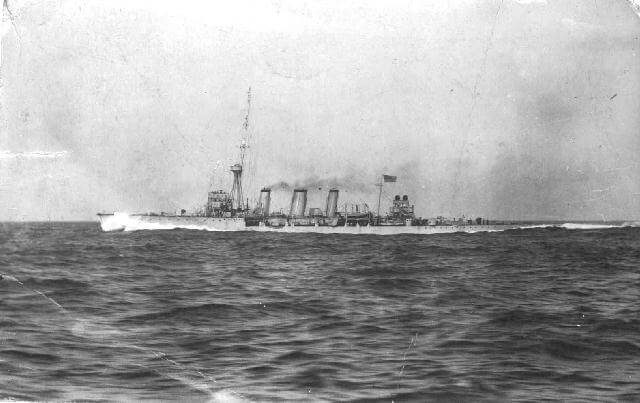 British light cruiser HMS Undaunted, the command ship at the Texel action on 17th October 1914