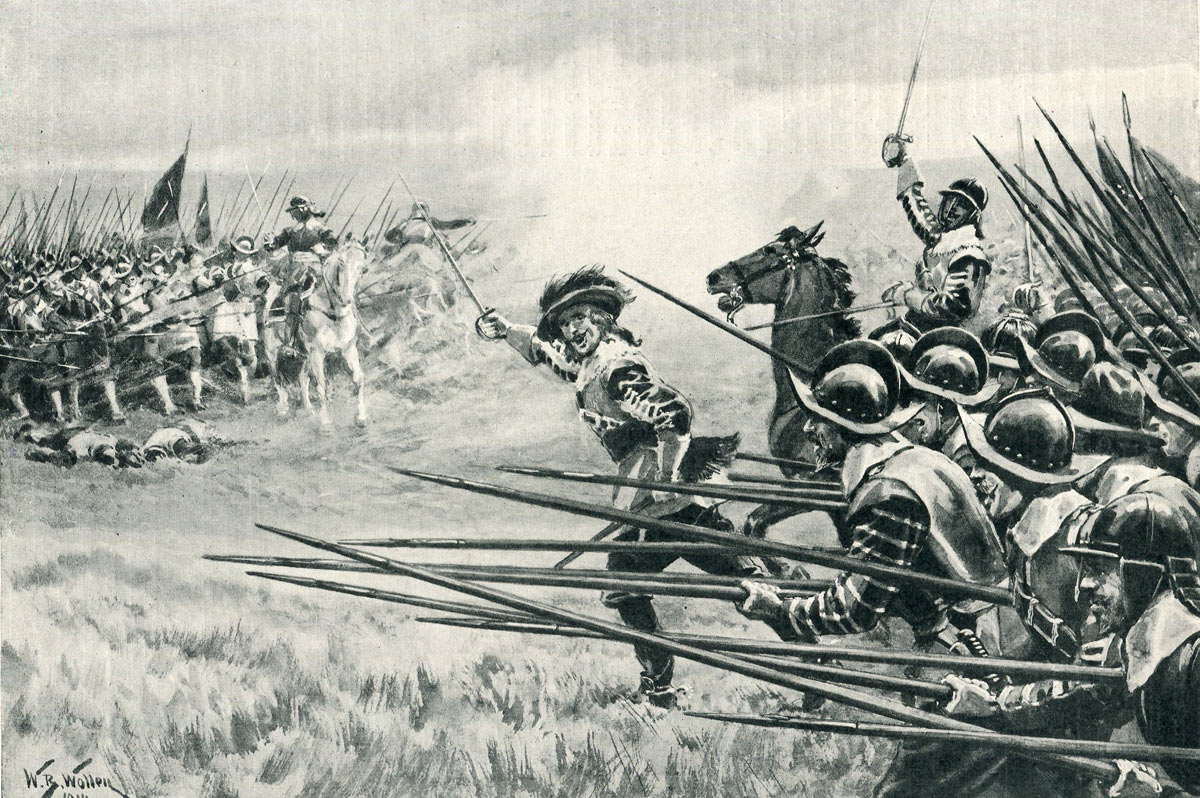 Charge of the Royalist Foot at the Battle of Naseby 14th June 1645 during the English Civil War: picture by William Barnes Wollen