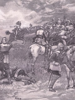 King Charles I at the Battle of Naseby 14th June 1645 during the English Civil War: picture by Henry Marriott Page: click here to buy this picture