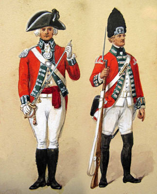 Officer and Grenadier of 24th Foot: Battle of Hubbardton 7th July 1777 in the American Revolutionary War