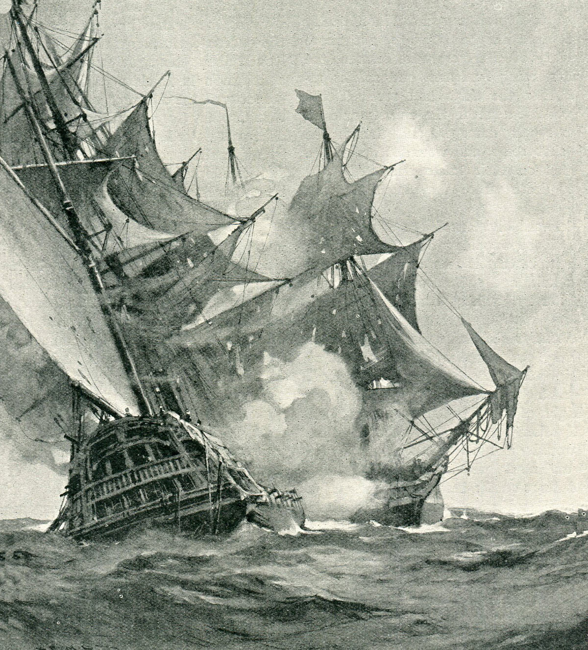 'Let the weakest fend off': Battle of Cape St Vincent on 14th February 1797 in the Napoleonic Wars: picture by C.M. Pedder