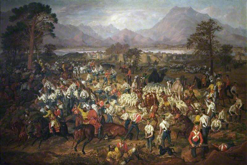 HM 13th Regiment and Skinner's Horse capturing the flock of sheep: Siege of Jellalabad from 12th November 1841 to 13th April 1842 during the First Afghan War: picture by Daniel Cunliffe