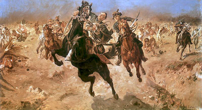 Fatal wounding of Casimir Pulaski during the attack on Savannah on 9th October 1779 during the American Revolutionary War