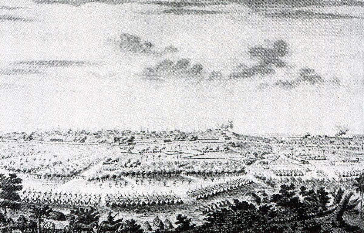 View of the siege works against the town at the Siege of Savannah September and October 1779 in the American Revolutionary War: contemporary picture by a French officer