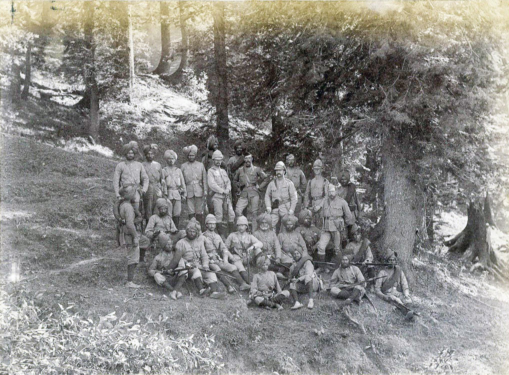 Group of 3rd Sikhs at Chittabat: Black Mountain Expedition, 1st March 1891 to 29th May 1891 on the North-West Frontier in India