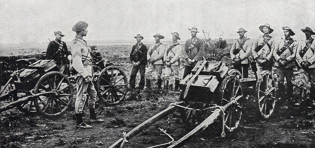 Boers with captured British guns: Siege of Kimberley, 14th October 1899 to 15th February 1900 during the Great Boer War