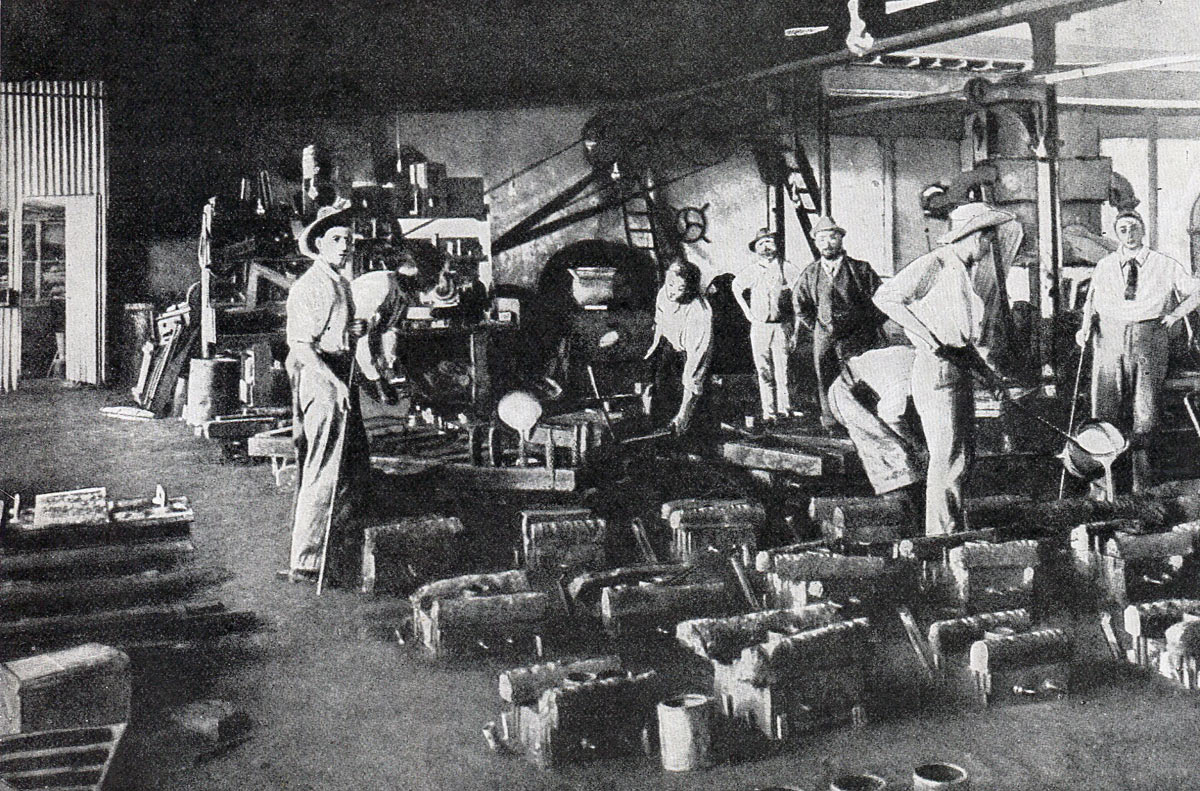 Casting shells in the De Beers Workshop: Siege of Kimberley, 14th October 1899 to 15th February 1900 during the Great Boer War