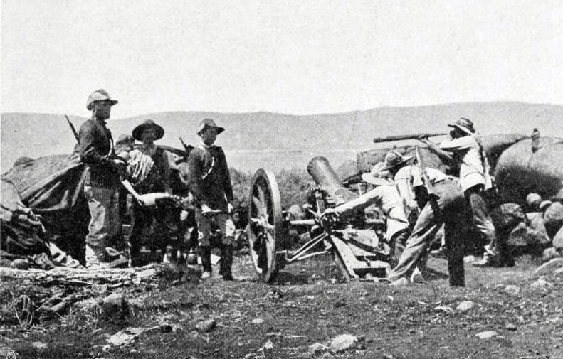 Transvaalers firing a howitzer: Siege of Mafeking 14th October 1899 to 16th May 1900