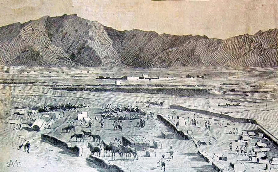 Mohmand Field Force in camp at Nahaki: Mohmand Field Force, 7th August to 1st October 1897, North-West Frontier of India: picture by Melton Prior