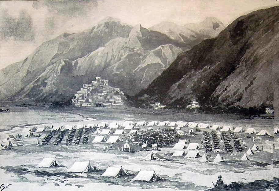The camp at Thana: Malakand Rising, 26th July to 22nd August 1897 on the North-West Frontier of India