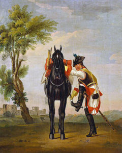 Austrian 10th Regiment of Cuirassiers ‘Pfalz-Birkenfeld’: Battle of Lobositz on 1st October 1756 in the Seven Years War: Picture by David Morier