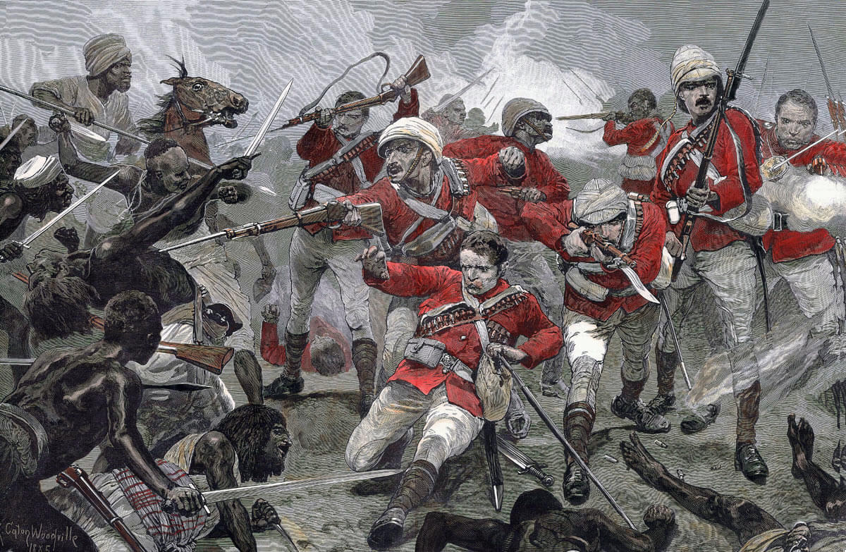 Mahdists breaking into the British square at the Battle of Abu Klea on 17th January 1885 in the Sudanese War: picture by Richard Caton Woodville