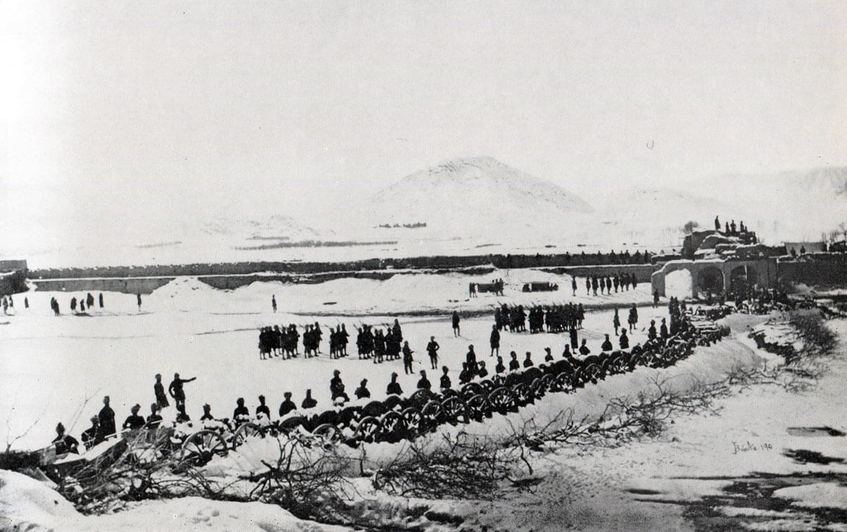 Abattis surrounding the Sherpur Cantonment with Afghan guns in the ditch: Battle of Kabul December 1879 in the Second Afghan War