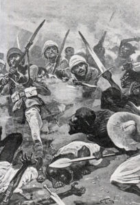 British Square at the Battle of Abu Klea on 17th January 1885 in the Sudanese War: print by Stanley L. Wood
