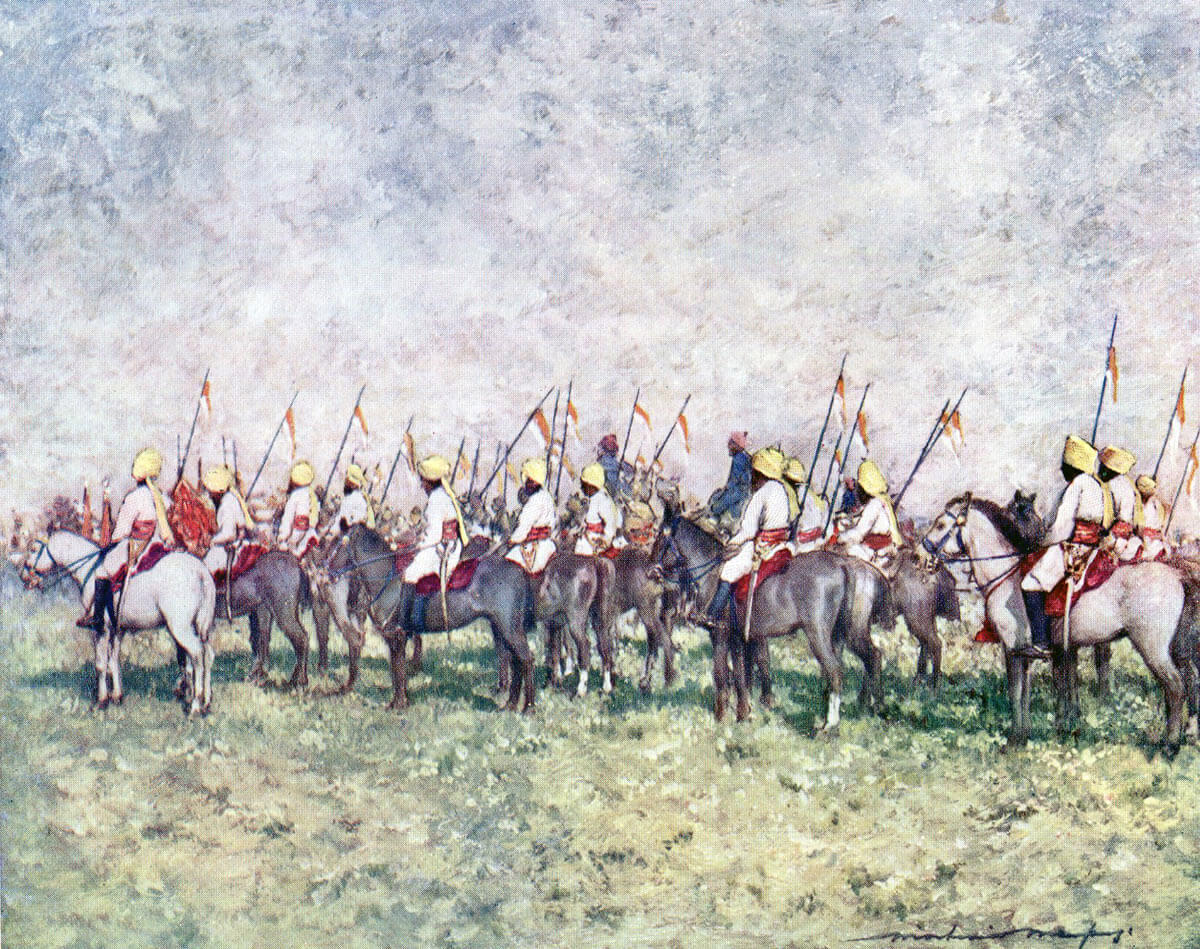 Indian Cavalry Regiment: Battle of Kabul December 1879 in the Second Afghan War: picture by Mortimer Menpes