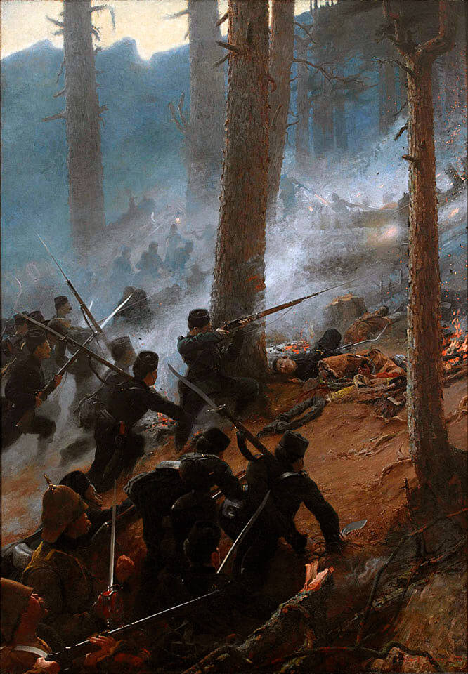 5th Gurkhas storming the Spingawi at the Battle of Peiwar Kotal on 2nd December 1878 in the Second Afghan War