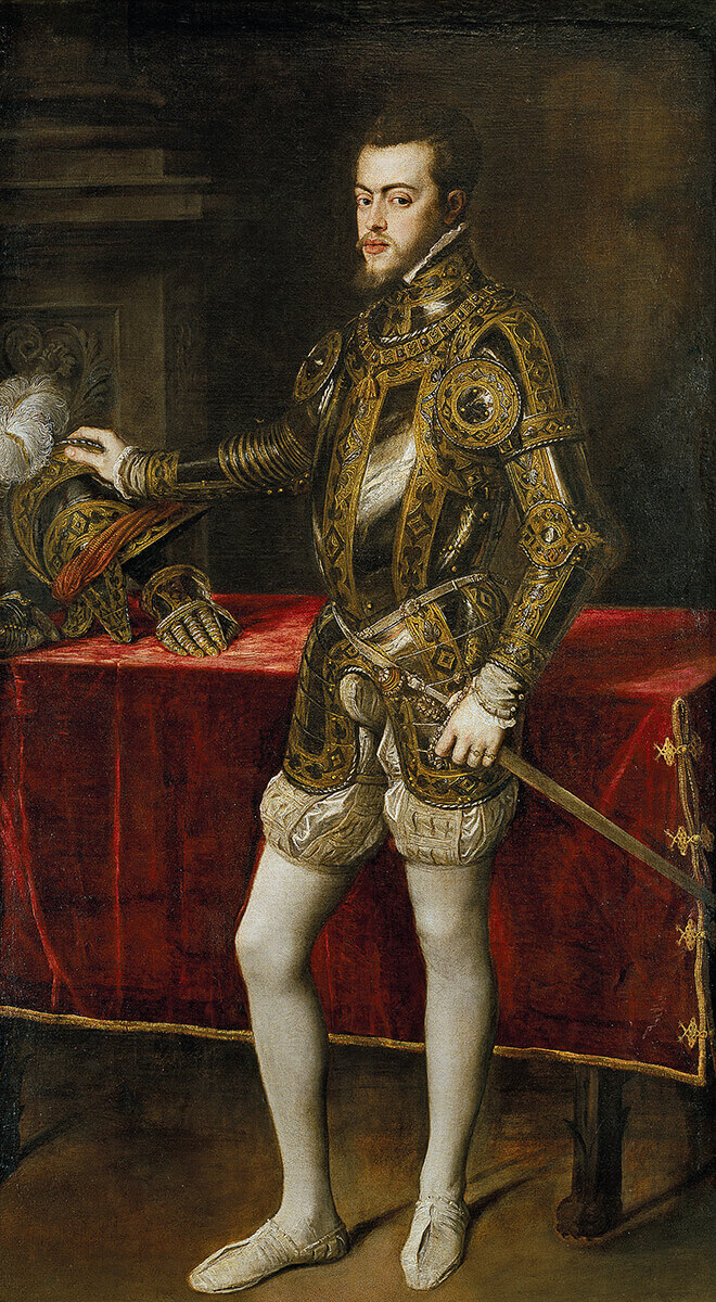 King Philip II of Spain, the architect of the Armada invasion of England in 1588: Spanish Armada June to September 1588