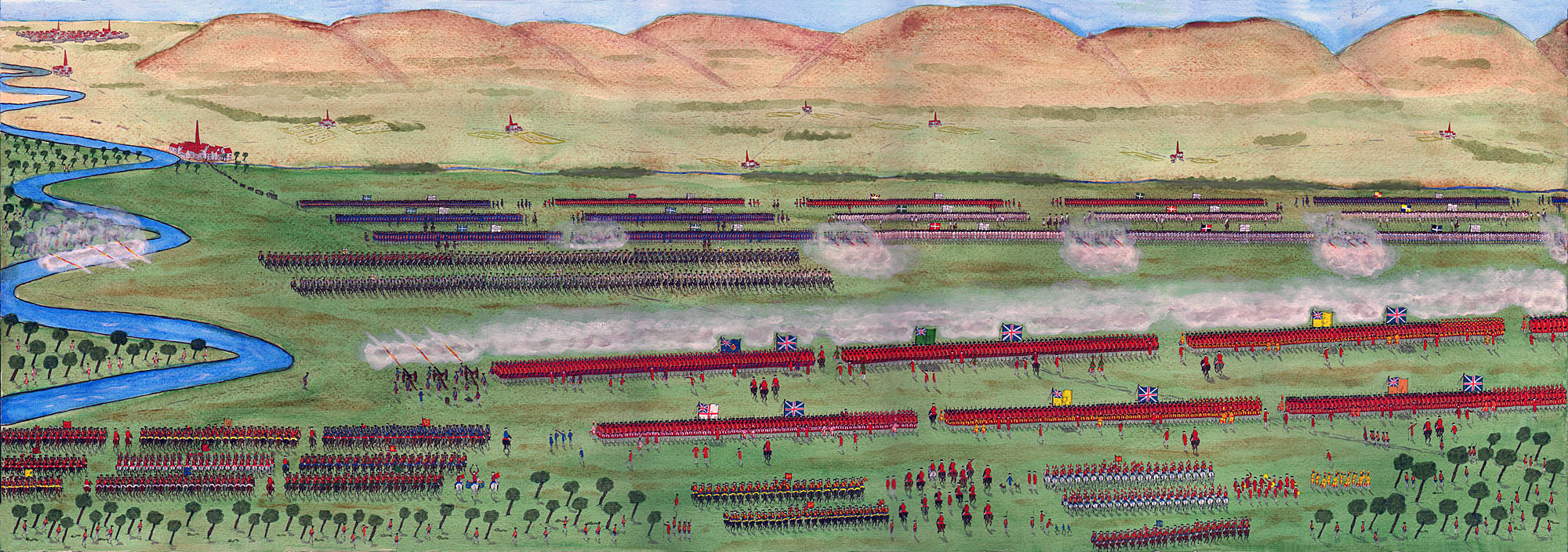 Battle of Dettingen on 16th June 1743 in the War of the Austrian Succession: picture by John Mackenzie