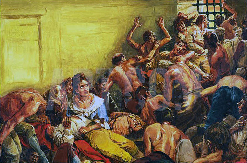 Black Hole of Calcutta: Battle of Plassey on 23rd June 1757 in the Anglo-French Wars in India: picture by Cecil Doughty