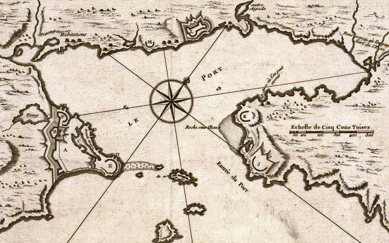 Map of Louisburg, captured on 27th July 1758 from the French by a British and American force in the French and Indian War