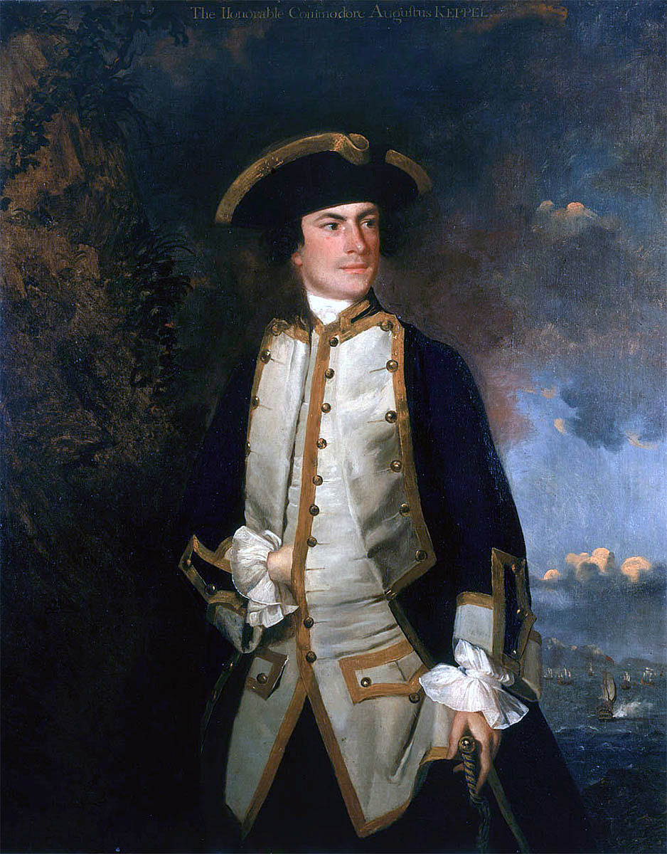 Captain Augustus Keppel, Royal Navy: portrait by Sir Joshua Reynolds: Death of General Edward Braddock on the Monongahela River on 9th July 1755 in the French and Indian War