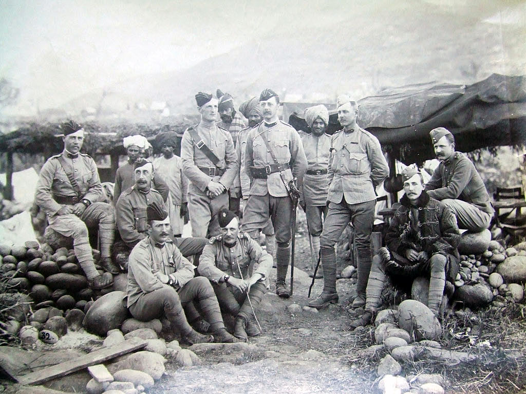 Colonel J.M. Sym, commanding First Column, Hazara Field Force, with his staff: Black Mountain Expedition from 1st October 1888 to 13th November 1888 on the North-West Frontier of India