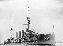 British Heavy Cruiser HMS Defence. Defence was sunk with heavy loss of life at the Battle of Jutland on 31st May 1916 as flagship of the 1st Cruiser Squadron commanded by Rear-Admiral Sir Robert Arbuthnot