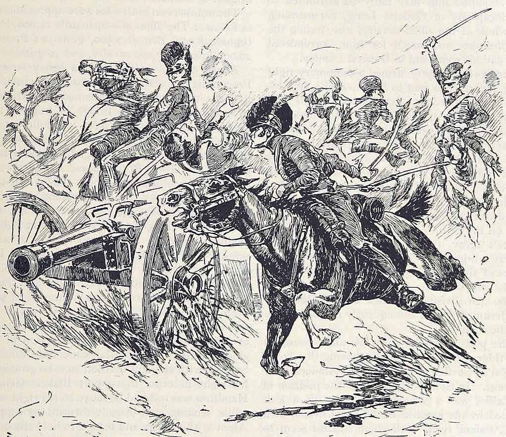 British 13th Light Dragoons capturing the French artillery at the Battle of Campo Maior on 25th March 1811 in the Peninsular War