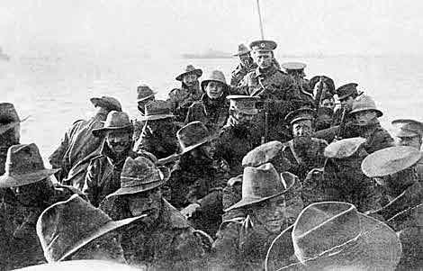 1st Australian Division Signal Company about to land at Anzac Cove on 25th April 1915: Gallipoli Part III, ANZAC landing on 25th April 1915 in the First World War
