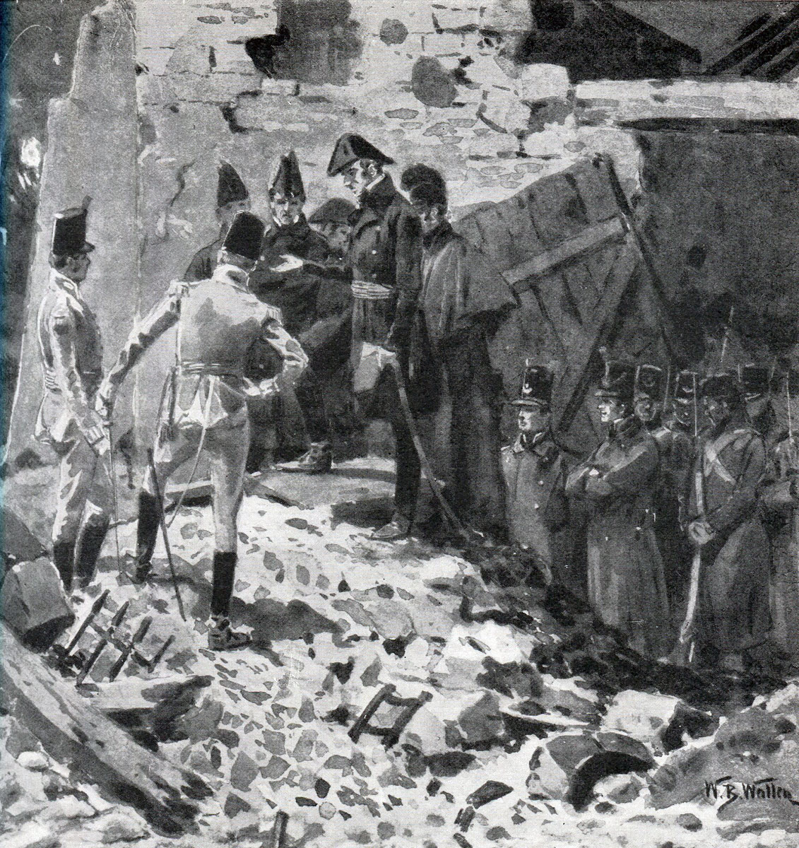 Wellington giving instructions for the Storming of Ciudad Rodrigo on 19th January 1812 in the Peninsular War: picture by William Barnes Wollen