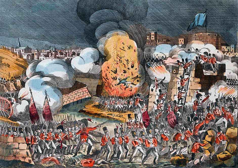 Third Division assault on the Main Breach, during the Storming of Ciudad Rodrigo on 19th January 1812 in the Peninsular War