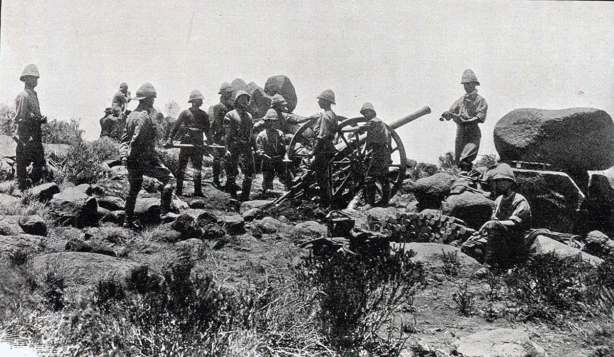 Royal Field Artillery 15 pounder in action: Battle of Paardeberg on 27th February 1900 in the Great Boer War