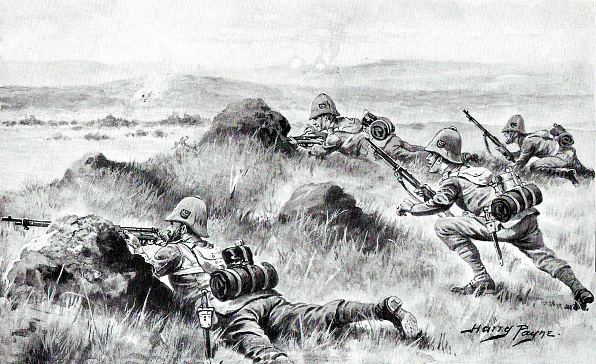 2nd King's Shropshire Light Infantry at the Battle of Paardeberg on 27th February 1900 in the Great Boer War: picture by Harry Payne