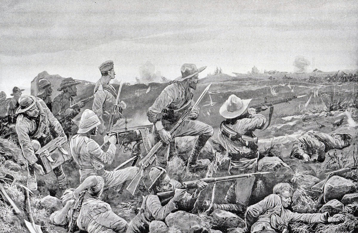 'Hot work in the trenches': Siege of Mafeking 14th October 1899 to 16th May 1900 in the Great Boer War: picture by Richard Caton Woodville