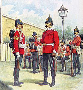 Wiltshire Regiment in Home Service Uniform: Battle of Paardeberg on 27th February 1900 in the Great Boer War: picture by Richard Simpkin