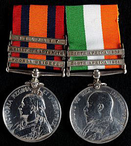 Queen’s South Africa Medal with clasp for ‘Relief of Ladysmith’ and King’s South Africa Medal: Battle of Pieters, fought from 14th to 28th February 1900 in the Great Boer War