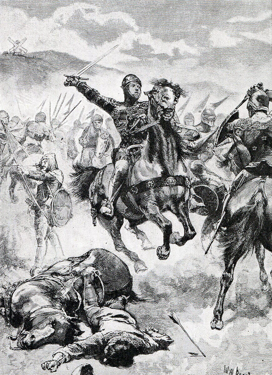 Edward the Black Prince at the Battle of Creçy on 26th August 1346 in the Hundred Years War: picture by Walter Stanley Paget