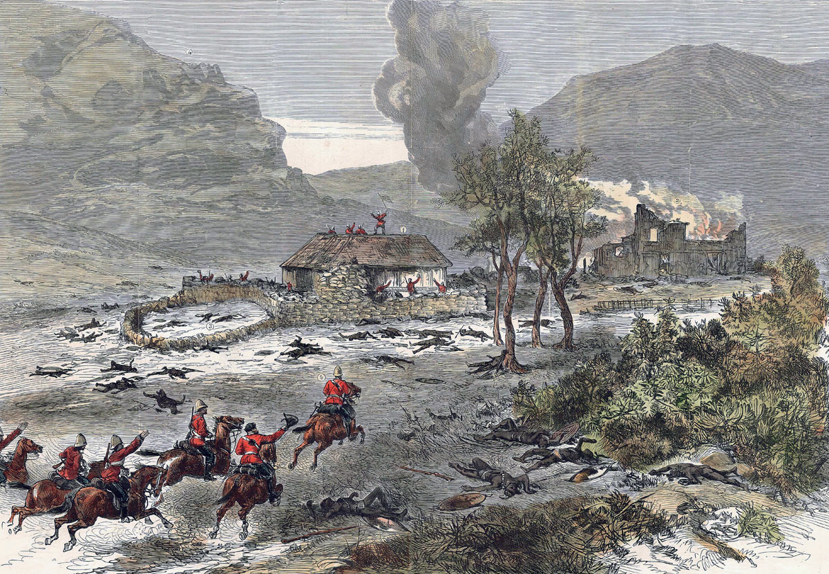 Relief of the garrison at the end of the Battle of Rorke's Drift on 22nd January 1879 in the Zulu War: picture by Melton Pryor