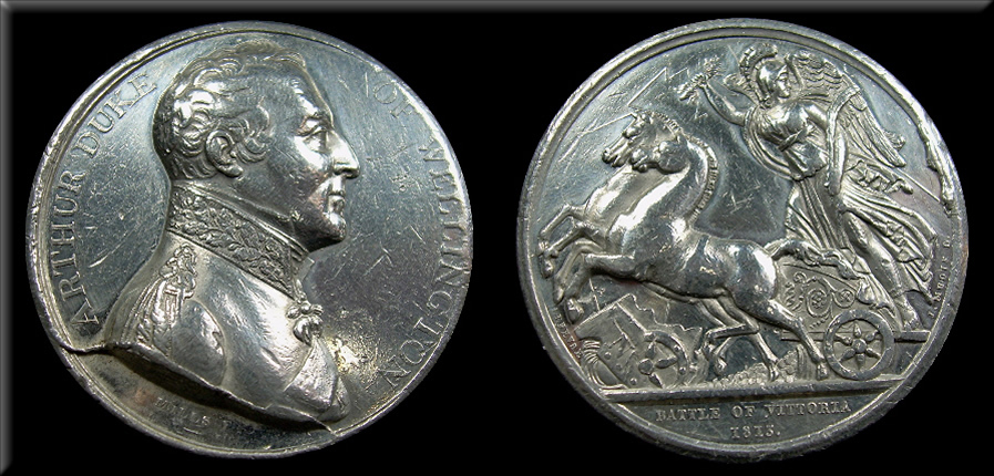 Medal by Mills and Lefevre commemorating the Battle of Vitoria on 21st June 1813 in the Peninsular War