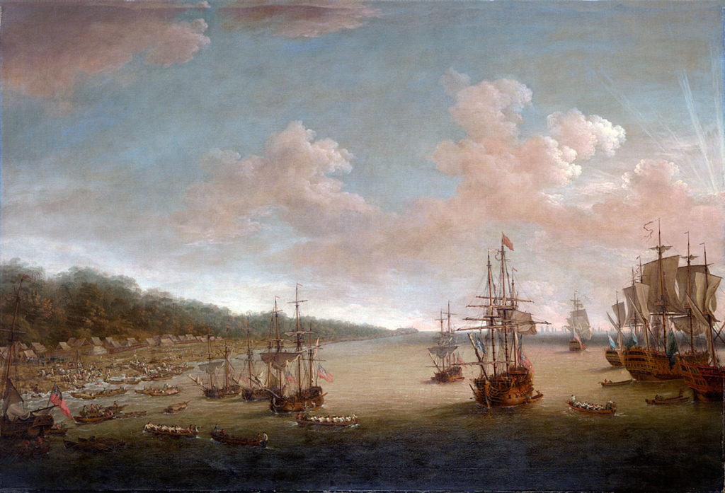 British landing at Coximar on 7th June 1762: Capture of Havana in August 1762 during the Seven Years War: picture by Dominic Serres