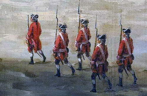 Redcoats in the city after the Capture of Havana in August 1762 during the Seven Years War: detail from a picture by Dominic Serres