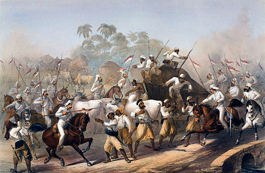 9th Lancers in battle against Mutineers: Siege of Delhi August 1857: picture by Orlando Norie